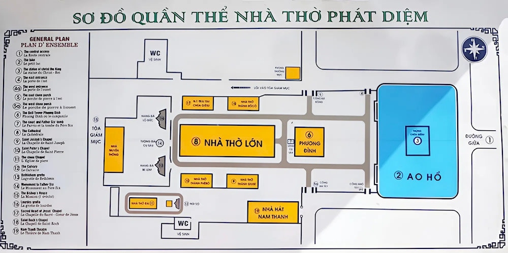 Map of Phat Diem Cathedral architectural complex 